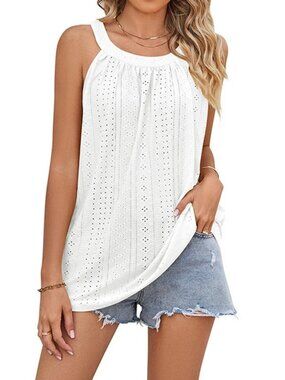 White Soft Eyelet Women's Tank sz Small NWT
